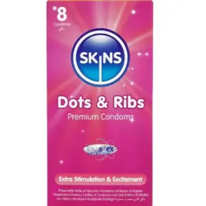 SKINS - Preservativos Premium Dots & Ribs Pack 8