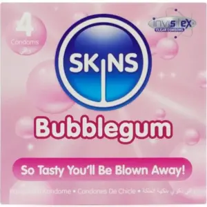 SKINS - Preservativos Premium Sabor Chicle Blow Me! 4 Unidades