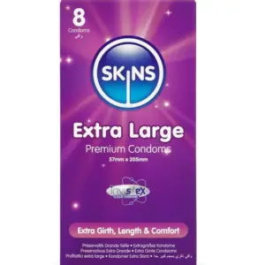 SKINS - Preservativos XL Premium 8-Pack para Placer Seguro