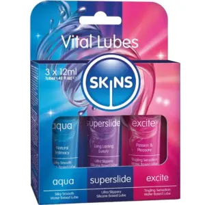SKINS - Lubricantes Vitales Aqua, Superslide & Excite 3 x 12 ML