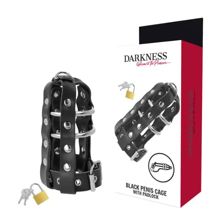 DARKNESS - Jaula Castidad Profesional en Cuero Vegano Premium