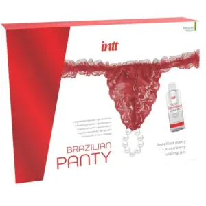 INTT - Panty Brasileño Rojo con Perlas y Lubricante Premium