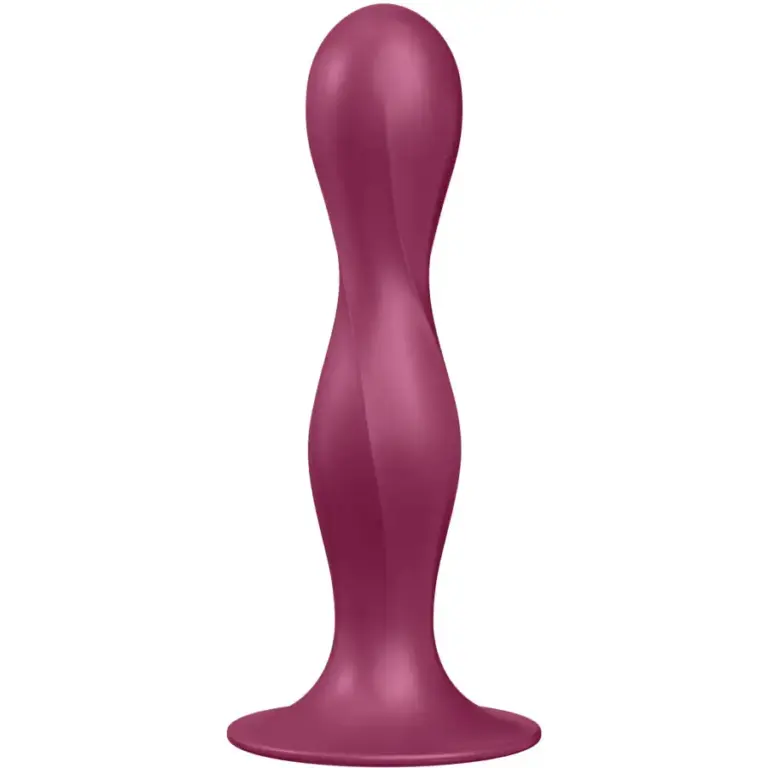 SATISFYER - Double Ball-R Dildo Premium de Silicona Granate