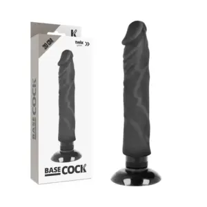 BASECOCK - Vibrador Realístico 2-1 Natural Negro 20 cm
