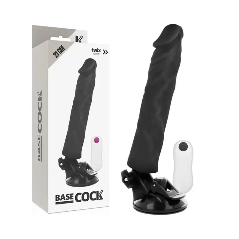 BASECOCK - VIBRADOR REALÍSTICO CONTROL REMOTO NEGRO 21 CM -O- 4 CM
