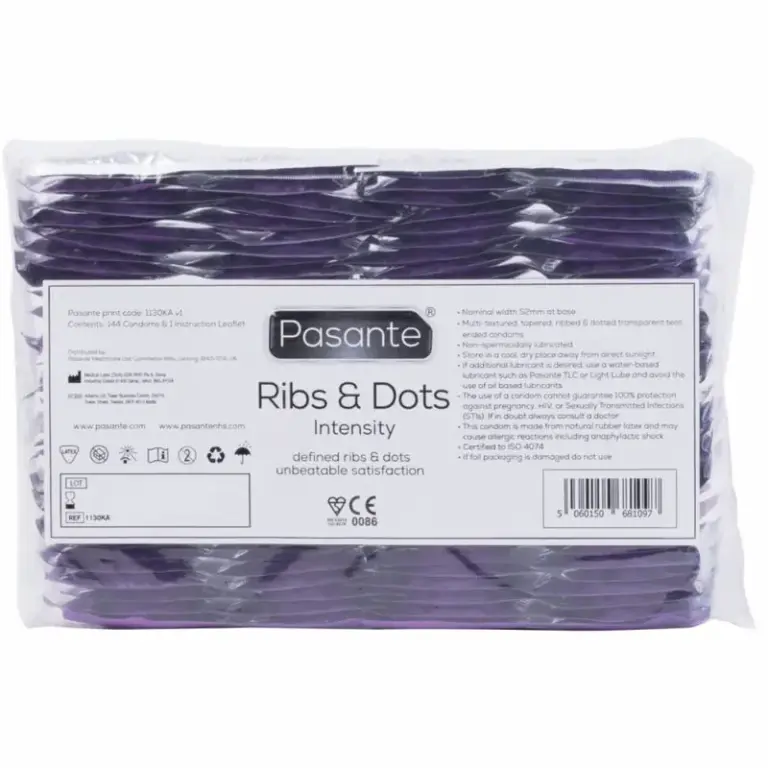 Pasante - Condones Ribs & Dots Intensity 144 Unidades Premium