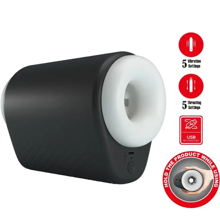 PRETTY LOVE - Masturbador Masculino Vibrante Profesional Negro