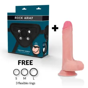 ROCKARMY - Dildo Premium Mustang 18 cm + Arnés Resistente