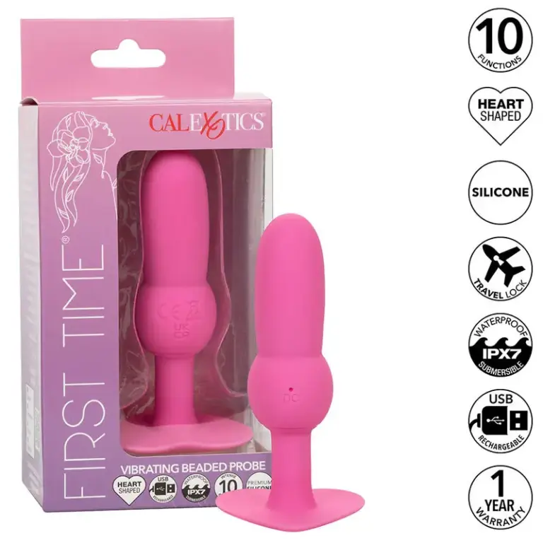 CALEXOTICS - FIRST TIME ANAL PLUG BEADED PROBE 10 VIBRATIONS PINK