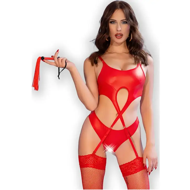 CHILIROSE - Set Crotchless Rojo Premium para Mujer - vista principal