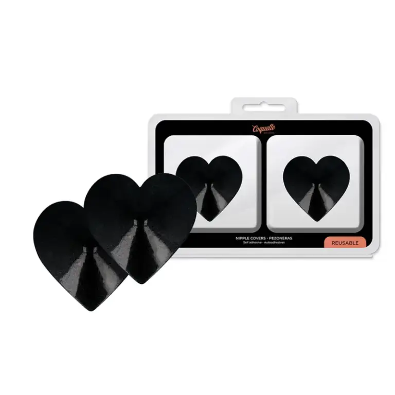 Coquette Chic Desire - Nipple Covers Corazones Negros Reutilizables - vista principal