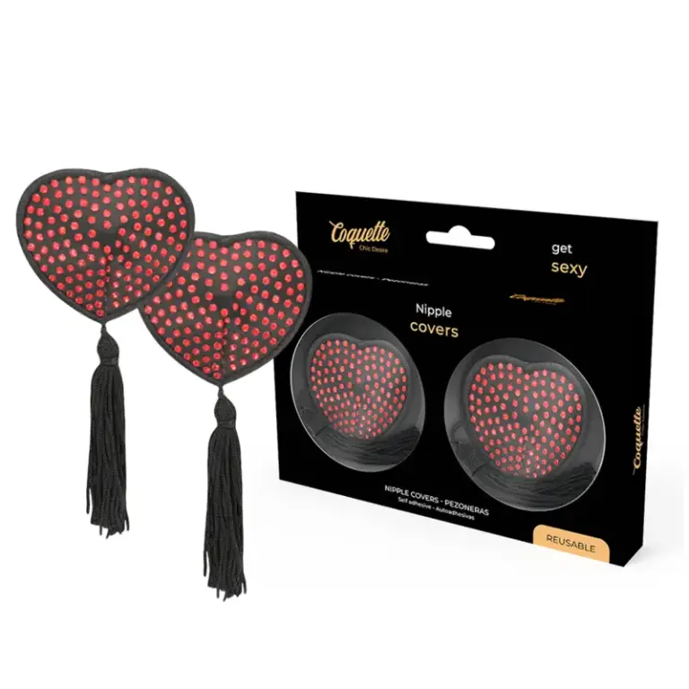 Coquette Chic Desire - Nipple Covers Corazón Negro/Rojo Original - vista principal