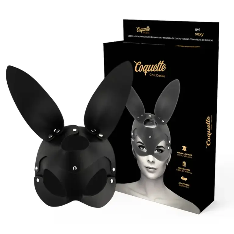 Coquette Chic Desire - Máscara de Piel Vegana con Orejas de Conejo - vista principal