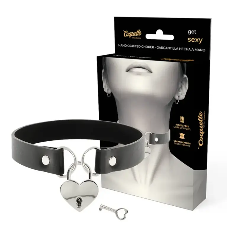 Coquette Chic Desire - Collar de Cuero Vegano Premium con Corazón y Llave - vista principal