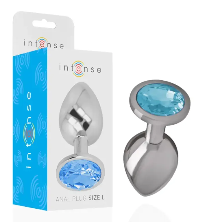 Intense - Plug Anal de Metal con Cristal Azul Tamaño L - vista principal