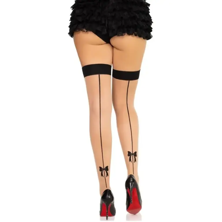 LEG AVENUE - Medias Retro Spandex con Costura Trasera Negros - Talla Única - vista principal