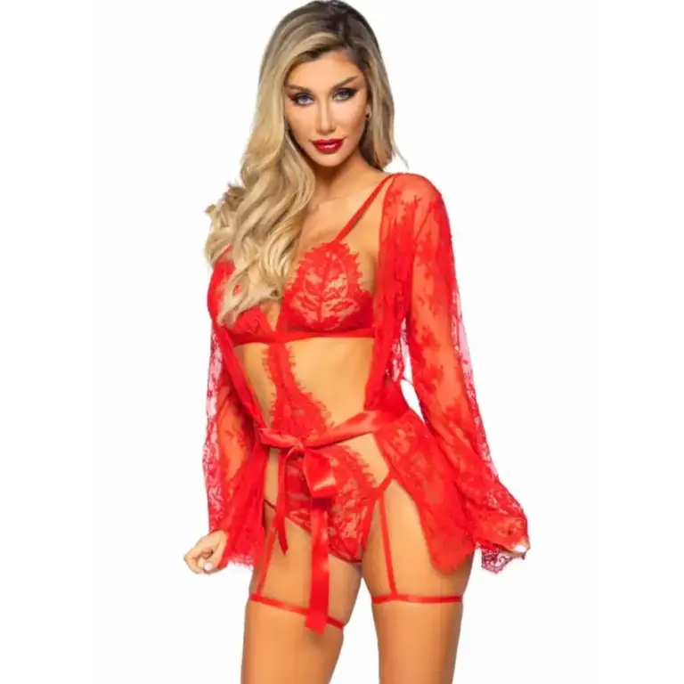 LEG AVENUE - 86123 TEDDY + GARTER ROBE SET RED SIZE M - vista principal
