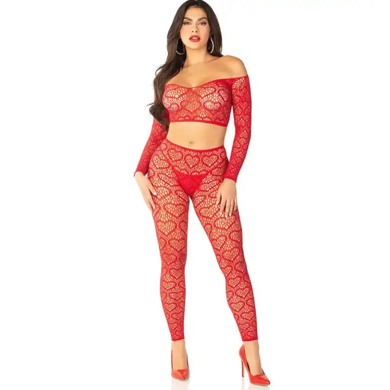 LEG AVENUE - Crop Top Rojo + Medias Originales Premium - vista principal