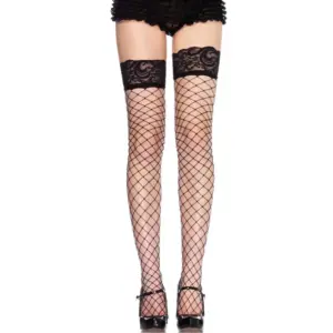 LEG AVENUE - Fishnet Stockings con Encaje Negro Elegante