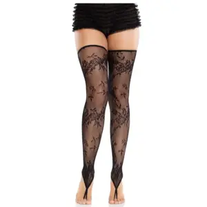 LEG AVENUE - Floral Lace Footless Stockings Elegantes y Sensuales