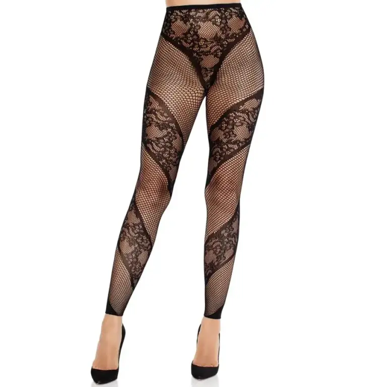 Leg Avenue - Lace and Sheer Footless Tights Black Premium - vista principal