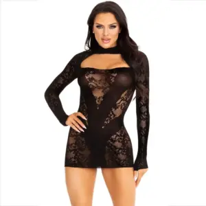 LEG AVENUE - Mini Dress Elegante con Encaje Negro Original