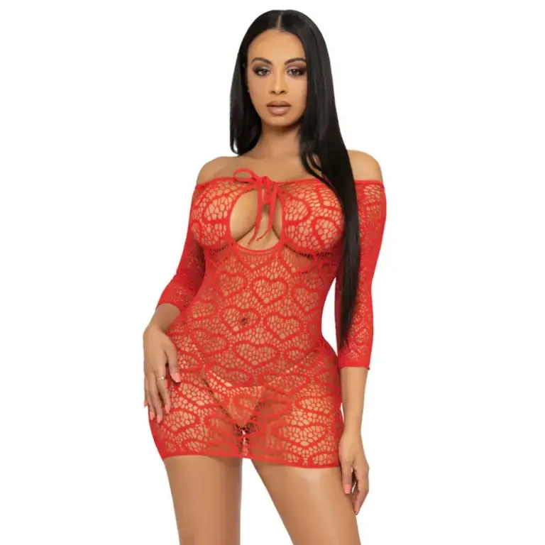 LEG AVENUE - Mini Vestido Heart Net Sexy Original Rojo - vista principal