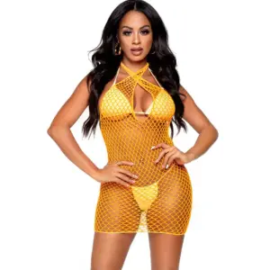 Leg Avenue - Vestido Mini Criss-Cross Naranja Original