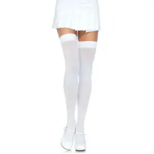 LEG AVENUE - NYLON THIGH HIGHS Blancas Originales de Calidad