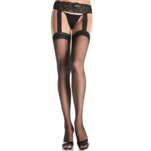 LEG AVENUE - Stockings Black Lace Garter Outlet Premium