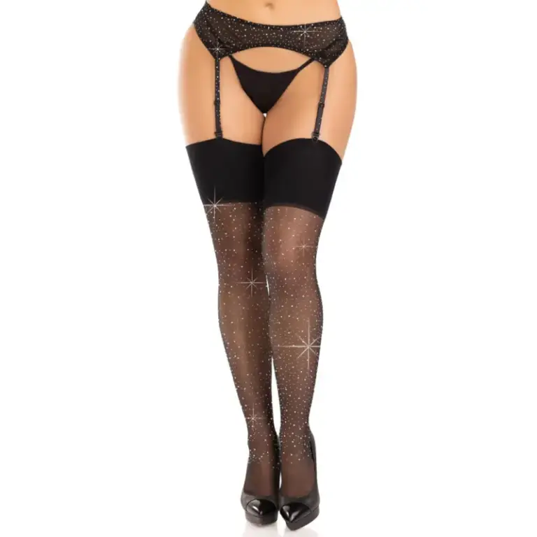 Leg Avenue - Stockings Spandex con Diamantes Black Premium - vista principal