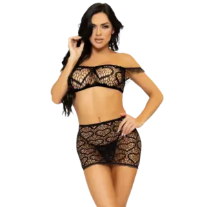 LEG AVENUE - Lingerie Sexy Original Tres Piezas Mini Falda