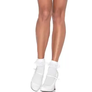 Leg Avenue - White Lace Ruffle Socks Elegancia y Comodidad