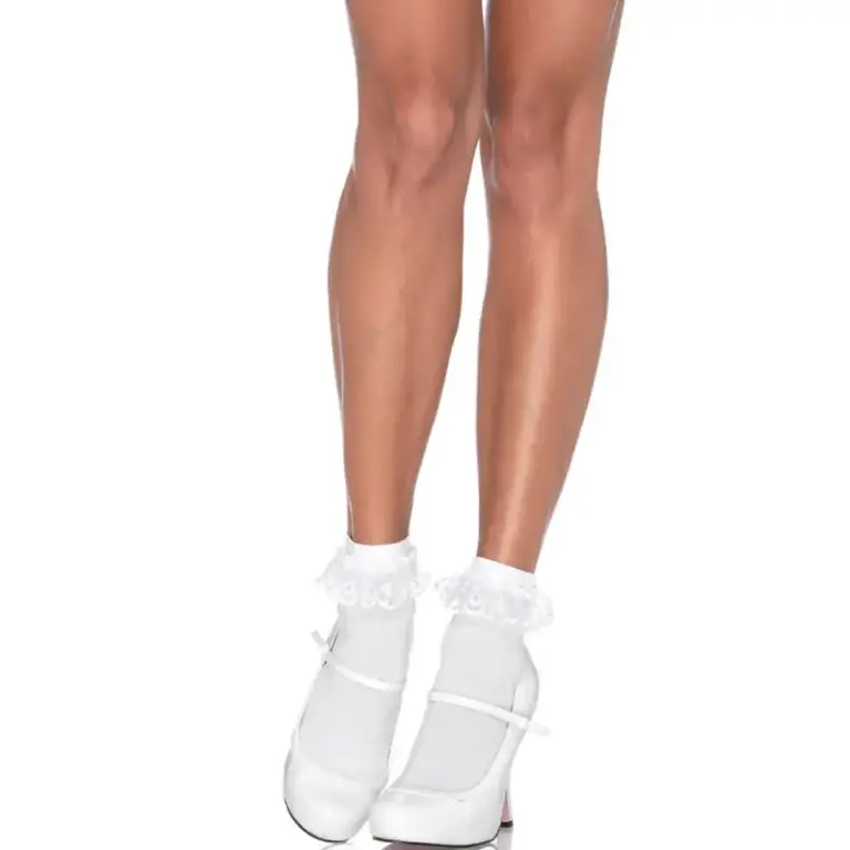 LEG AVENUE - White Lace Ruffle Socks Elegantes y Comodas - vista principal