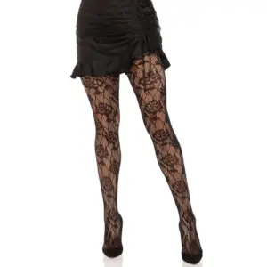 LEG AVENUE - Wild Rose Fishnet Tights Elegantes y Originales