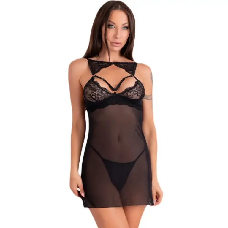 LIVCO CORSETTI FASHION - KROLINA Chemise Sensual con Thong Black L/XL - vista principal