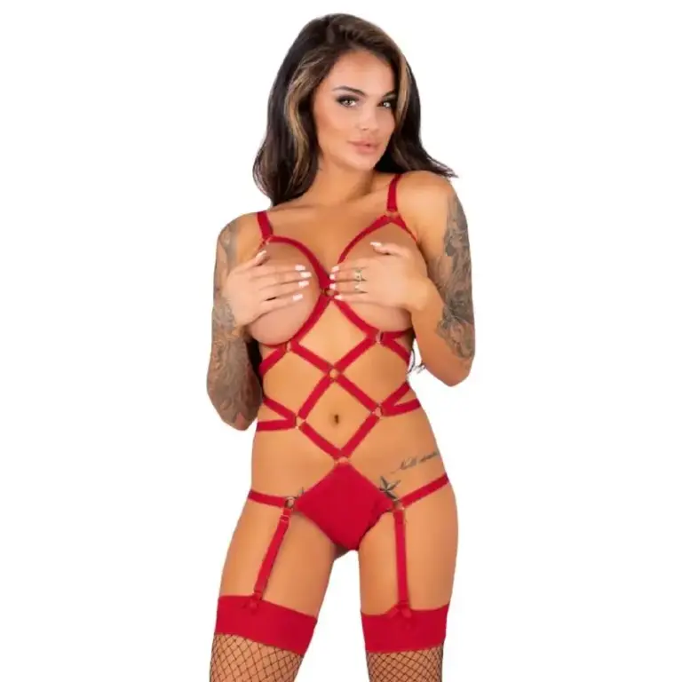 LIVCO CORSETTI FASHION - Thiara Set Body + Stockings Original Red - vista principal