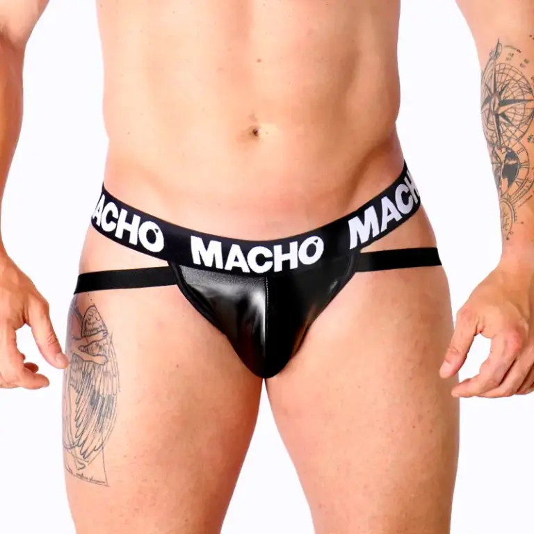 MACHO - Jock de Cuero Negro Premium para Hombres - vista principal