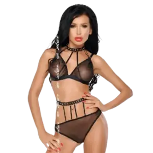 ME-SEDUCE - DOTTY SET TWO PIECES BLACK S/M