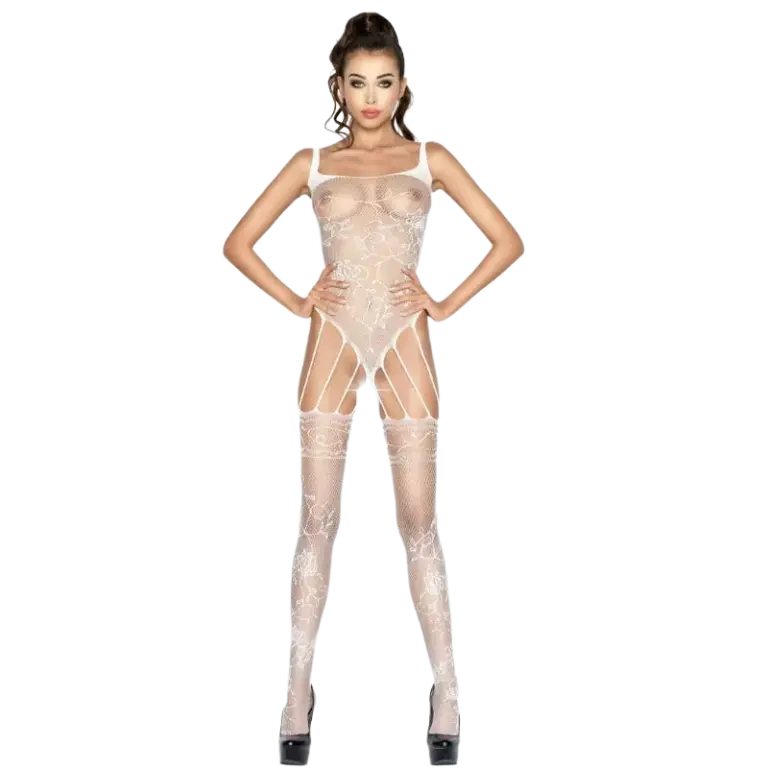 PASSION - Bodystocking Sexy BS034 Blanca Premium para Mujer - vista principal