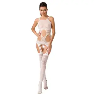 PASSION - Bodystocking Sexy Mujer BS047 Blanca Premium