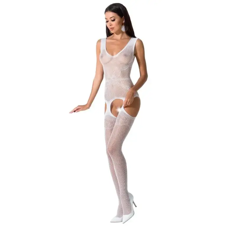 PASSION - Bodystocking Sexy Mujer BS062 Blanco Premium - vista principal
