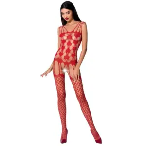 PASSION - Bodystocking Sexy con Encaje y Transparencias - Rojo