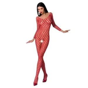 Passion - Bodystocking Sexy con Encaje y Transparencias Rojo