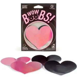 SECRET PLAY - WOW BOOBS! Cubiertas de Pezón Premium con Forma de Corazón