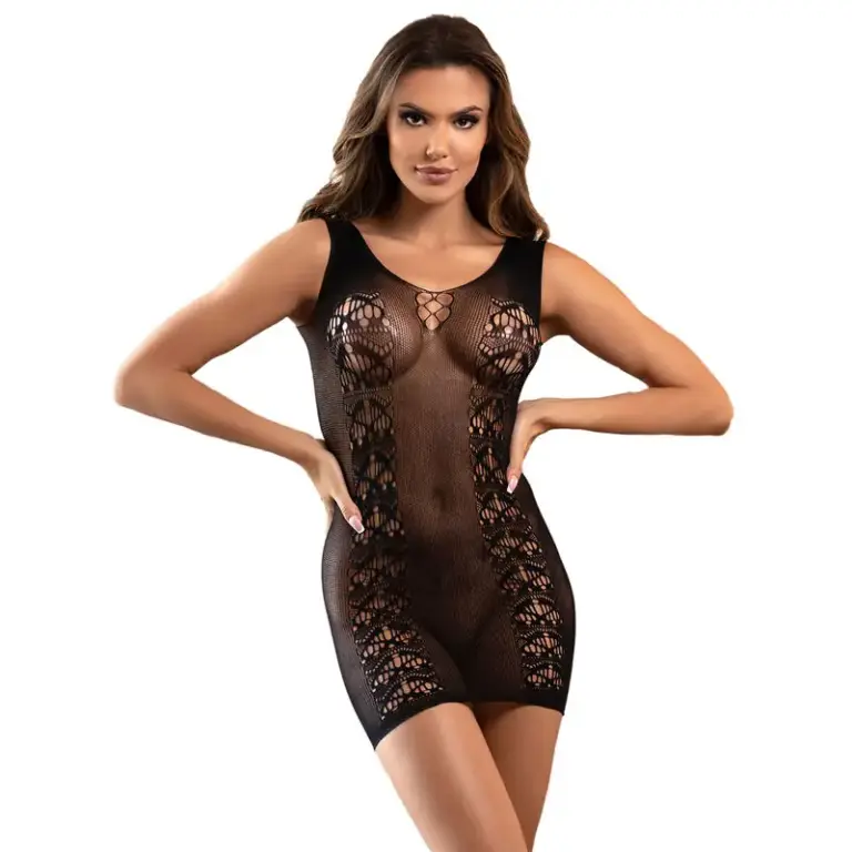SUBBLIME - Vestido de Red Elástica Negro Premium - vista principal