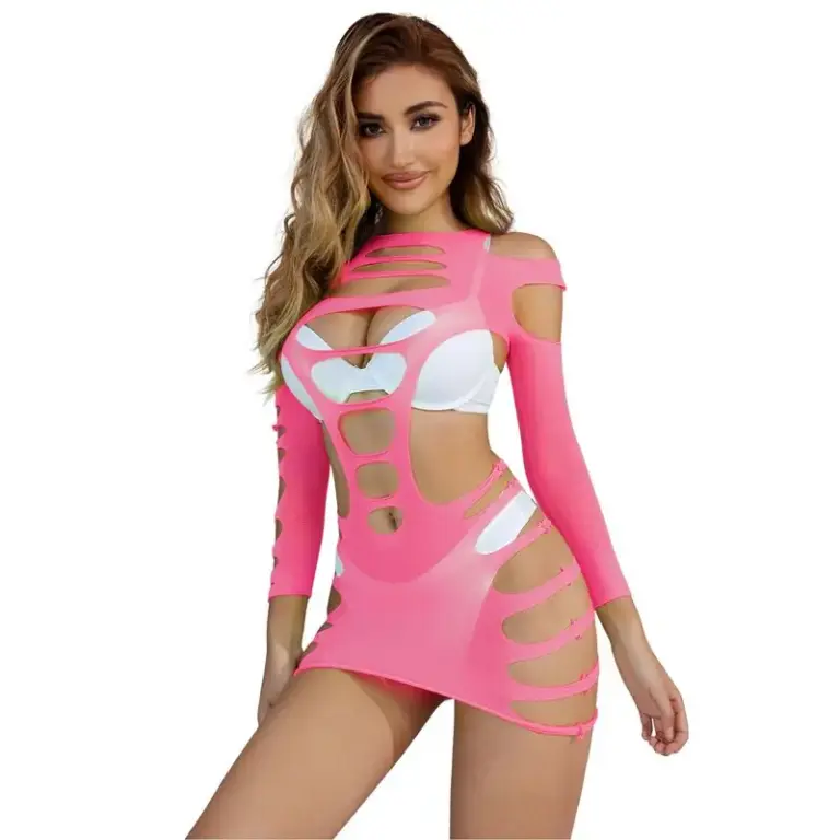 SUBBLIME - Vestido de Red Elástico Rosa Sexy para Mujeres - vista principal