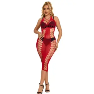 SUBBLIME - Vestido de Red Largo Rojo Sexy Original