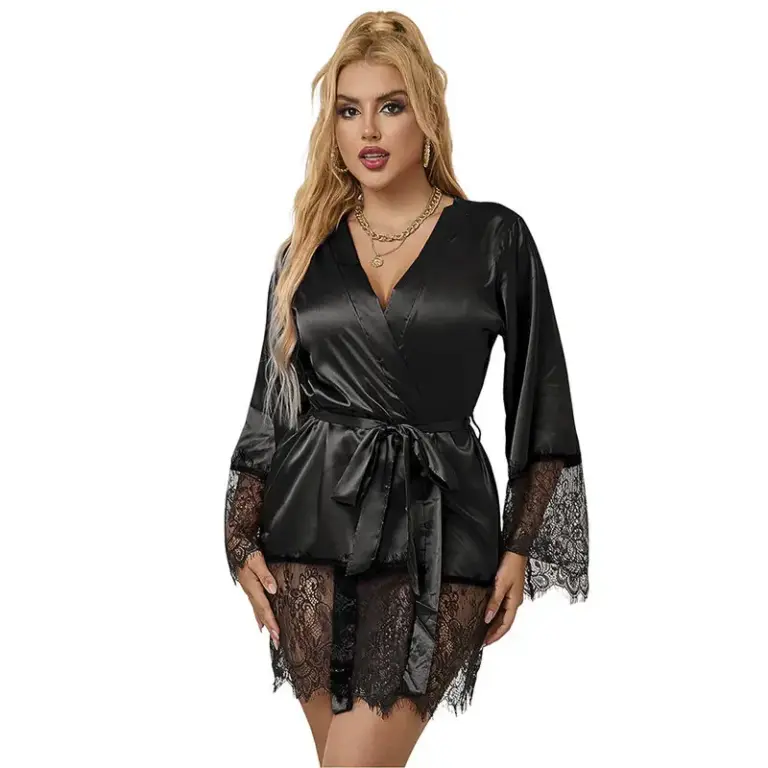 SUBBLIME - Elegantes Pijamas de Encaje Negro L/XL Alta Calidad - vista principal