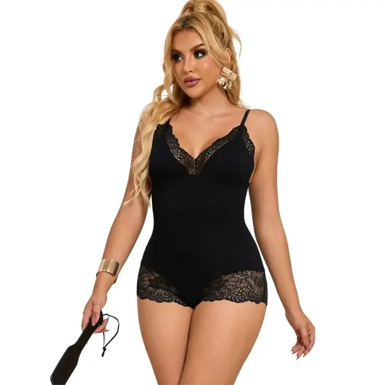 SUBBLIME - Teddy Floral Negro con Encaje Premium S/M